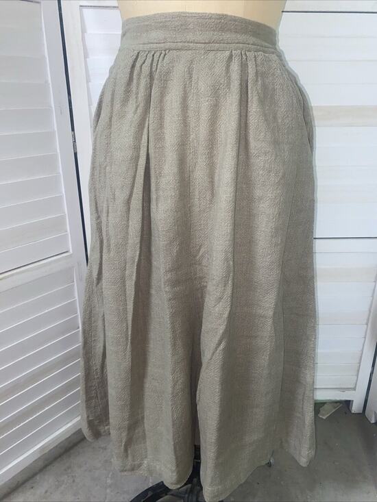 Sangam Imports Dresses & Skirts - Vintage 60s Sangam Imports Midi A Line Skirt Khaki Cotton Sz Small